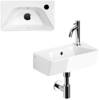 Clou InBe Fonteinset - 40.5x22.5x11cm - met kraan - met waste - met sifon - wit keramiek - chroom IB/03.03095