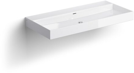 Clou New Wash Me Wastafel 90x42x8cm Met 3 Voorbewerkte Kraangaten Glanzend Wit Keramiek