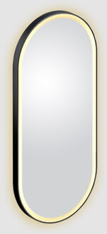 Clou Spiegel Clou Look At Me Met LED Verlichting Ovaal 100x45 cm Met Omlijsting Mat Zwart Clou