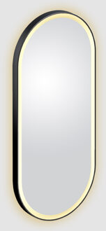 Clou Spiegel Clou Look At Me Met LED Verlichting Ovaal 100x45 cm Met Omlijsting Mat Zwart