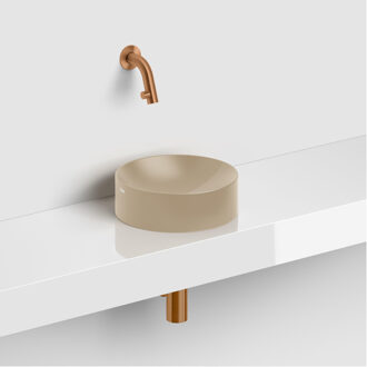 Clou Vale fontein 22cm Keramiek rond zonder kranenbank mat mosterd CL/03.34164 Mosterd mat