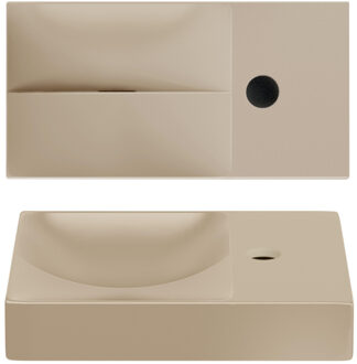 Clou Vale fontein 38 cm met kraangat rechts mat mosterd keram CL/03.34161.01.R Mosterd mat