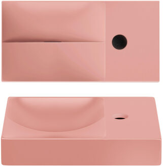 Clou Vale fontein 38 cm met kraangat rechts mat roze keramiek CL/03.40161.01.R Roze mat