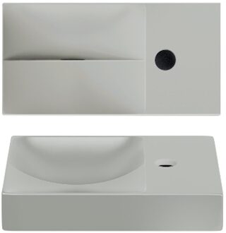 Clou Vale Fontein Met Kraangat Rechts Met Geïntegreerde Afvoer Mat Grijs Keramiek 38 cm Clou