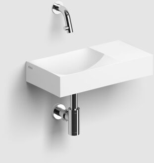 Clou Vale Fontein Met Kraangat Rechts Met Geïntegreerde Afvoer Mat Wit Keramiek 38 cm Clou