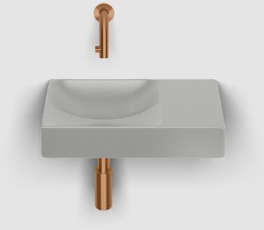 Clou Vale Fontein Met Voorbewerkt Kraangat Rechts Met Geintegreerde Afvoer Mat Grijs Keramiek 38 cm Clou