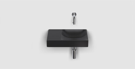 Clou Vale Fontein Zonder Kraangat Met Geïntegreerde Afvoer Zwart Mat Keramiek 38 cm