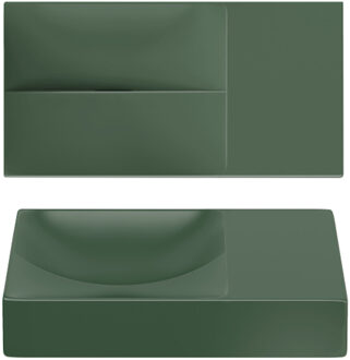 Clou Vale Fontein Zonder Kraangat Rechts Met Geintegreerde Afvoer Mat Pijnboom Groen Keramiek 38 cm