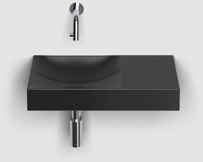 Clou Vale Fontein Zonder Kraangat Rechts Met Geïntegreerde Afvoer Zwart Mat Keramiek 45 cm