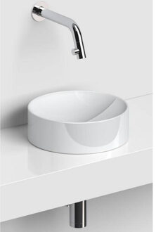 Clou Vale Rond Fontein Zonder Kranenbank Met Geïntegreerde Afvoer Glanzend Wit Keramiek 22 cm