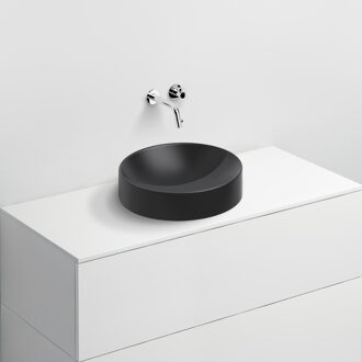 Clou Vale wastafel ø41 cm, zonder kranenbank, mat zwart keramiek
