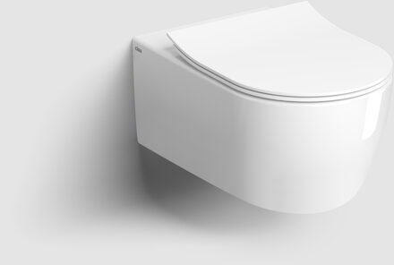 Clou Wandcloset Clou New Hammock Randloos 54 cm Inclusief Dunne Zitting met Deksel Softclose OnePack Glans Wit