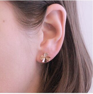 Clover Petal Oorbellen - Oostenrijks kristal Wit en roségoud - One Size
