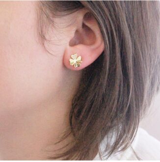 Clover Petal Oorbellen - Oostenrijks kristal Wit & Goud - One Size