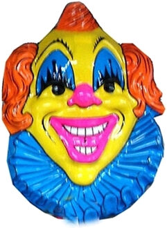 Clown carnaval thema wanddecoratie 60 cm geel met blauw/geel - Feestdecoratieborden Multikleur