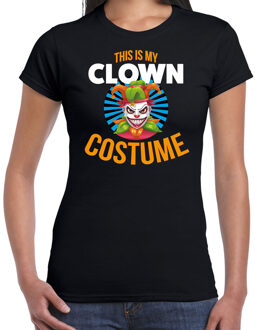 Clown costume halloween verkleed t-shirt zwart voor dames L - Feestshirts