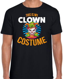 Clown costume halloween verkleed t-shirt zwart voor heren S - Feestshirts
