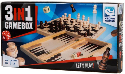 Clown Games 3 in 1 Spellendoos Hout