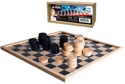 Clown Games Damspel - dambord met 40 damstenen - hout - voor jong en oud