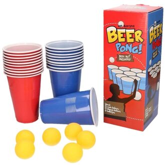 Clown Games Drankspel/drinkspel beer pong set met red en blue cups - Action products