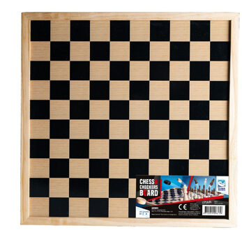 Clown Games Schaakbord/dambord - 40 x 40 cm - hout - Schaakspel/damspel - Schaken en dammen Multi