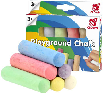 Clown stoepkrijt - 6x stuks - verschillende kleuren - krijt - kleuren/tekenen - speelgoed/kinderen
