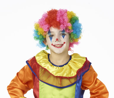 Clown verkleed pruik kinderen gekleurd - Verkleedpruiken Multikleur