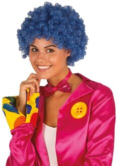 Clownspruik met blauwe krulletjes verkleed accessoire