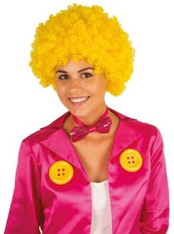 Clownspruik met gele krulletjes verkleed accessoire