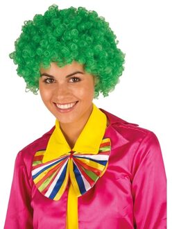 Clownspruik met groene krulletjes verkleed accessoire
