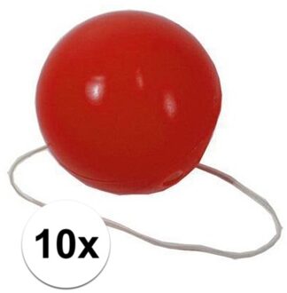 Clowsneus - 10x - rood - kunststof - carnaval - verkleden - clown
