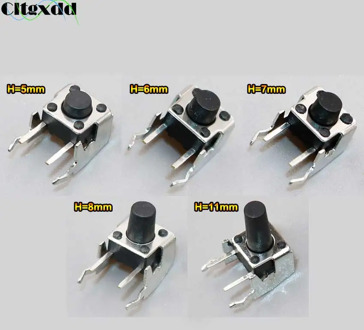 Cltgxdd 100PCS 6*6*5 6/7/8/11mm Tactile Tact Push Button Switch Right Angle With stent PCB Momentary 6X6X5 6/7/8/11mm