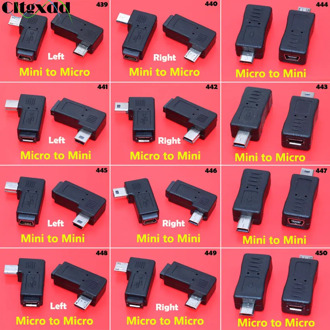 Cltgxdd 1pcs 90 Degree Left Right Angled 5pin Female to Male Data Sync Adapter Plug Micro USB To Mini USB Connector Converter