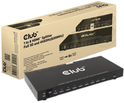 Club 3D 1 to 8 HDMI Splitter Full 3D and 4K60Hz (600MHz) HDMI Splitter