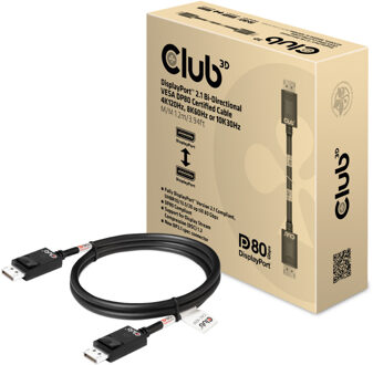 Club 3D DisplayPort 2.1 Bi-Directional VESA DP80 Certified Kabel 4K 240 Hz Kabel