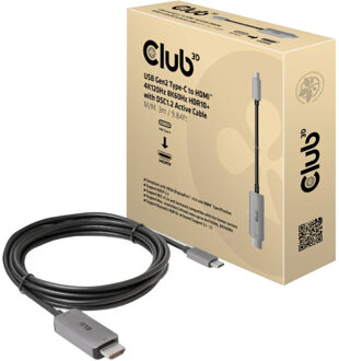 Club 3D HDMI / USB Video-adapterkabel - 3m - Zwart / Grijs