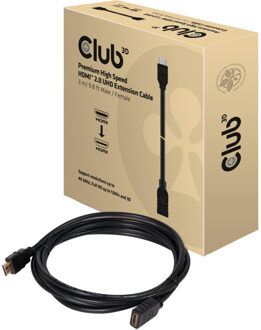 Club 3D Premium High Speed HDMI 2.0 Extension cable, 3m Zwart