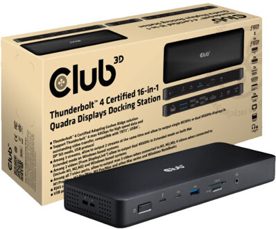 Club 3D Thunderbolt 4, 16-in-1 Quadra Displays Dockstation Dockingstation