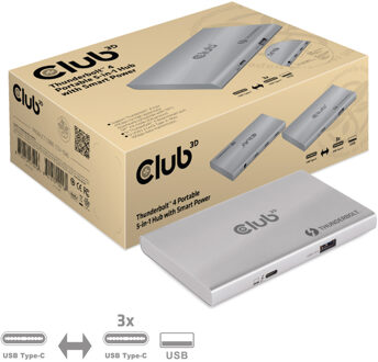 Club 3D Thunderbolt 4 Portable 5-in-1 hub met smart power Multikleur