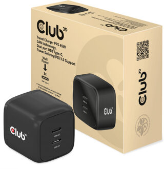 Club 3D Travel Charger PPS 45W GAN technology Oplader