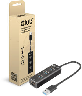 Club 3D USB-A 3.2 Gen1, 3-Ports Hub with Gigabit Ethernet Dockingstation