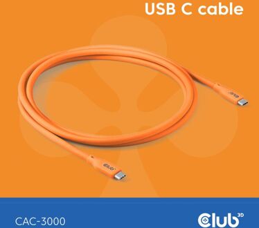 Club 3D USB C kabel, 2 meter Kabel