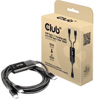 Club 3D USB Type-C-kabel - 1.83m - Zwart / Wit
