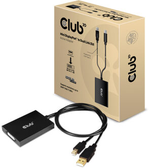 club3D cac-1130 MiniDP/USB-A DVI-D Zwart