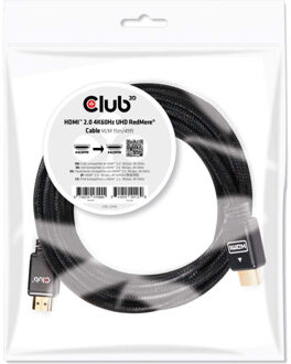club3D HDMI Aansluitkabel 15.00 m CAC-2314 Vlambestendig Zwart [1x HDMI-stekker - 1x HDMI-stekker]