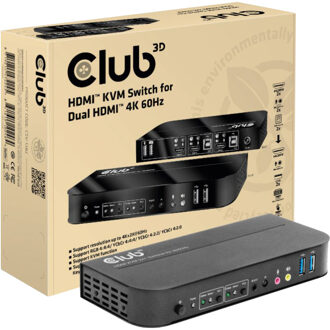 club3D HDMI KVM SWITCH FOR DUAL HDMI 4K 60Hz (CSV-1382)