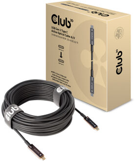 club3D USB Gen 2 Type C actieve optische kabel 4K 60Hz Ultra HD unidirectioneel M/M 20 meter (CAC-1589)