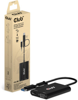club3D USB Gen1 Type-C/-A to Dual HDMI (4K/30Hz) / VGA (1080/60Hz) (CSV-1611)