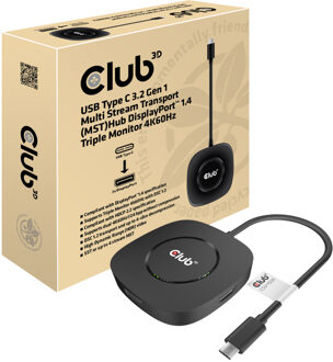 club3D USB Type C 3.2 Gen 1 Multi Stream Transport (MST)Hub DisplayPort1.4 Triple Monitor (CSV-1550)
