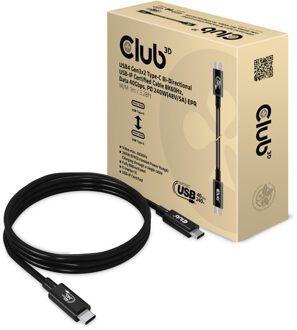 club3D USB4 Gen3x2 Type-C Bi-Directional Cable 8K60Hz, Data 40Gbps, PD 240W(48V/5A) EPR M/M 1m USB IF GECERTIFICEERD (CAC-1576)
